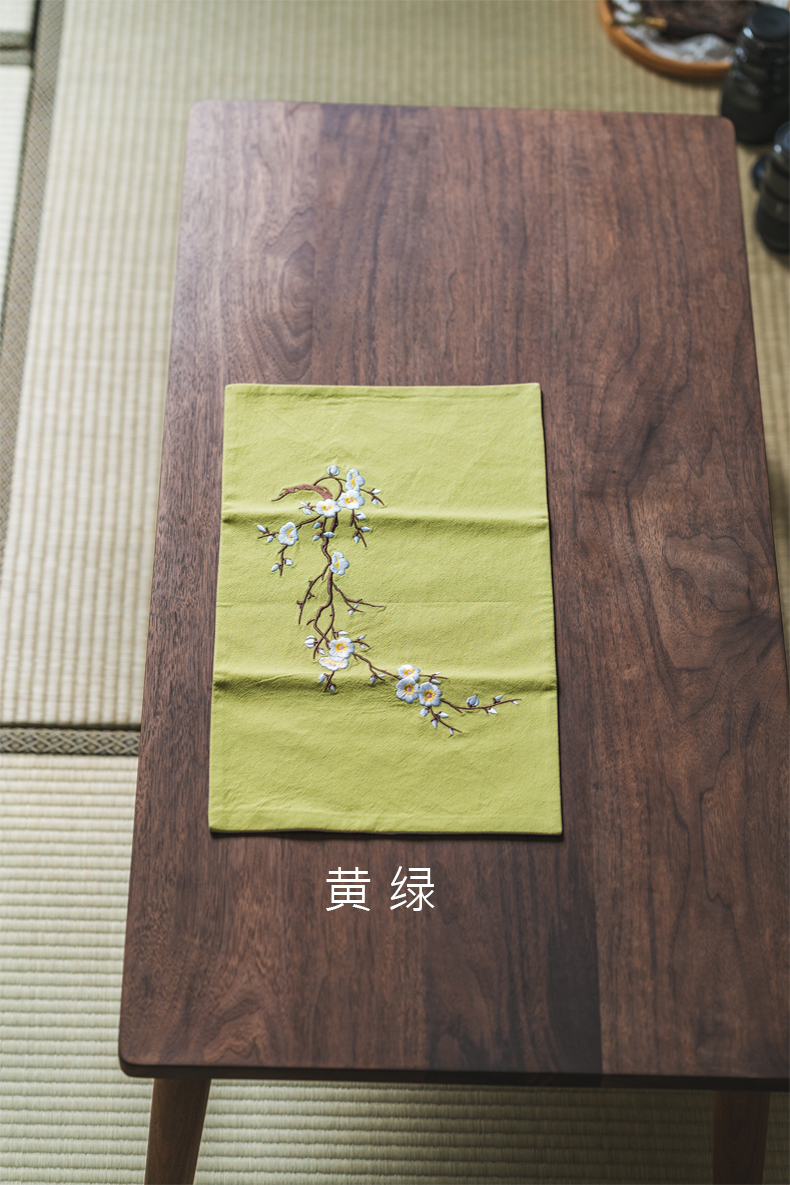 Vegetation school cotton embroidery name plum tea XiZhongGuo wind zen tea towel cloth art tea shops tea tea table flag space