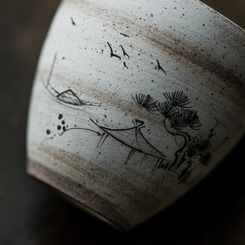 Vegetation school hand - made powder lead master cup Japanese sample tea cup ceramic cups kung fu tea set personal cup single CPU
