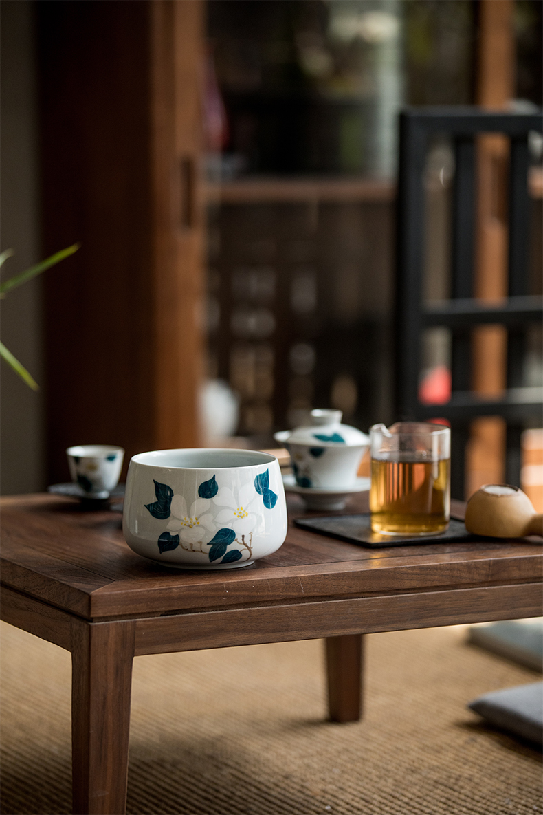 Vegetation school ceramics hand - made camellia tea wash in hot water barrel built for wash water in a kung fu tea accessories water jar