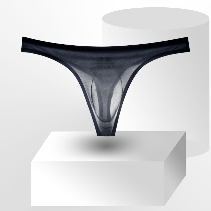 メンズTバック下着 アイスシルク 透明 シームレス ピンク ローウエスト セクシー フィットネス 通気性 シングルTバック 情熱的 誘惑 Tパンツ