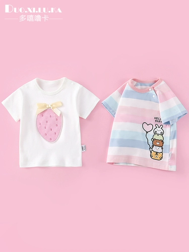 Детская летняя тонкая футболка с коротким рукавом, приятное телу мультяшное нижнее белье, 1-5 лет