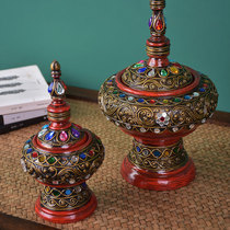 Thai Treasure Bottle Pendulum with Cure Auspicious Secret Dress Tibetan Pot treasure Yellow finance Shengely Tibetan Zen Thai style containing tank containing box