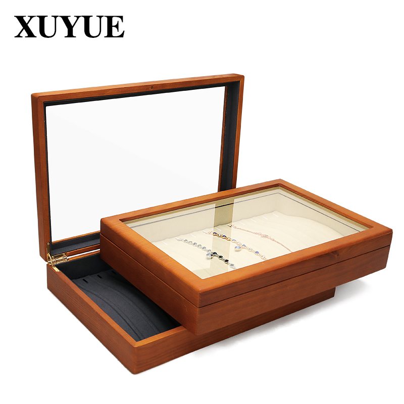 Jewelry Display Tray Solid Wood with Lid Jewelry Box Necklace Ring Earrings Jewelry Display Tray Jewelry Store Display Tray