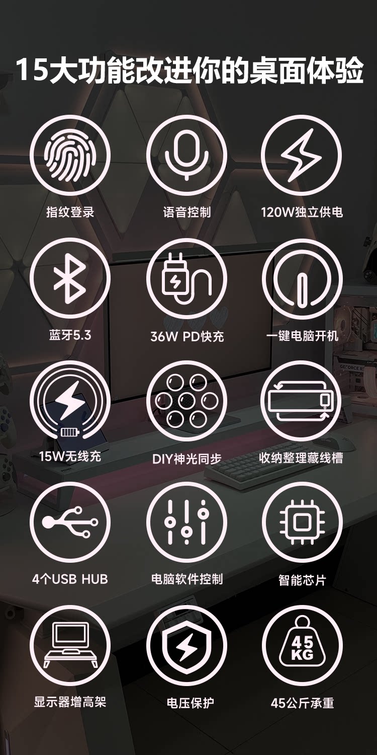 usb显示器增高架 pcdock3代智慧型台式电脑萤幕支架增高架usb神光同步快充