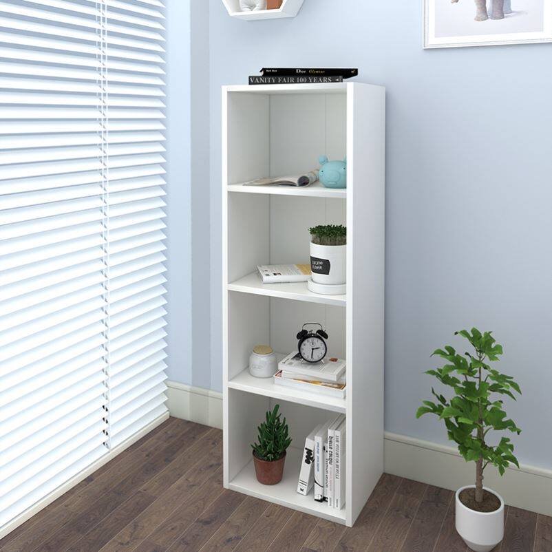 White Simple Bookcase Bookcase Stratix Shelf Wood Vertical Small Floor Narrow Mesh Red One Leaning Against Wall Living-room Set Objects