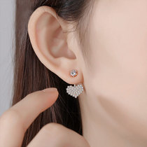Korean earrings female Sterling Silver 925 hypoallergenic simple love earrings peach heart temperament personality cold wind ear ornaments