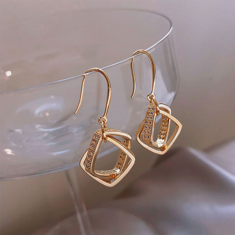 Korean earrings summer 2021 new fashion drop earrings women geometric sterling silver temperament high sense light luxury earrings