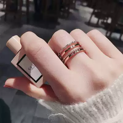 Korean ring female fashion personality opening adjustable sterling silver trend ring index finger ring light luxury Net gift