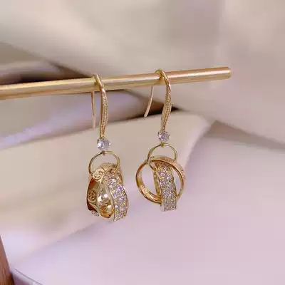 Korean earrings female sterling silver temperament advanced sense 2021 New Tide niche design sense atmosphere Chinese New Year earrings