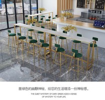  Nordic simple marble bar table Household Wrought iron high-legged table and chair combination Wall long table Milk tea shop