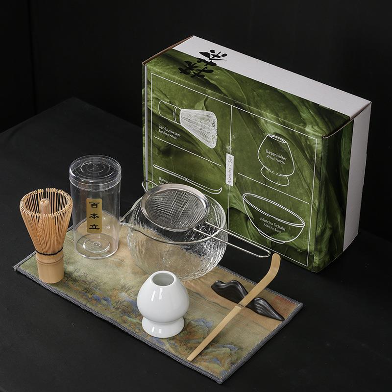 Glass Matcha Tools Glass Matcha Tea Set with Colorful Box, Tea Whisk, Matcha Bowl, Tea Whisk Stand Glass Matcha Tools Glass Matcha Tea Set with Colorful Box, Tea Whisk, Matcha Bowl, Tea Whisk Stand
