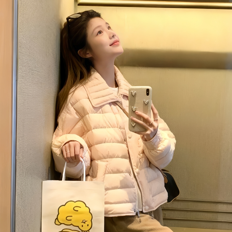 Women's Short down Jacket 2025 Slim Fit Winter New Style Warm Loose Lightweight White Duck down Pink Coat