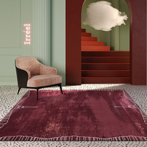 Carpet Living Room Modern Minimalist Tea Table Mat Red Line Geometric Pattern Bedroom Bedside Nordic Light Lavish Room