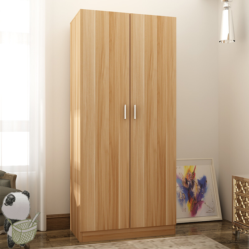 Rental wardrobe Simple children's wardrobe Solid wood assembly Wooden double economy bedroom household hanging wardrobe full hanging