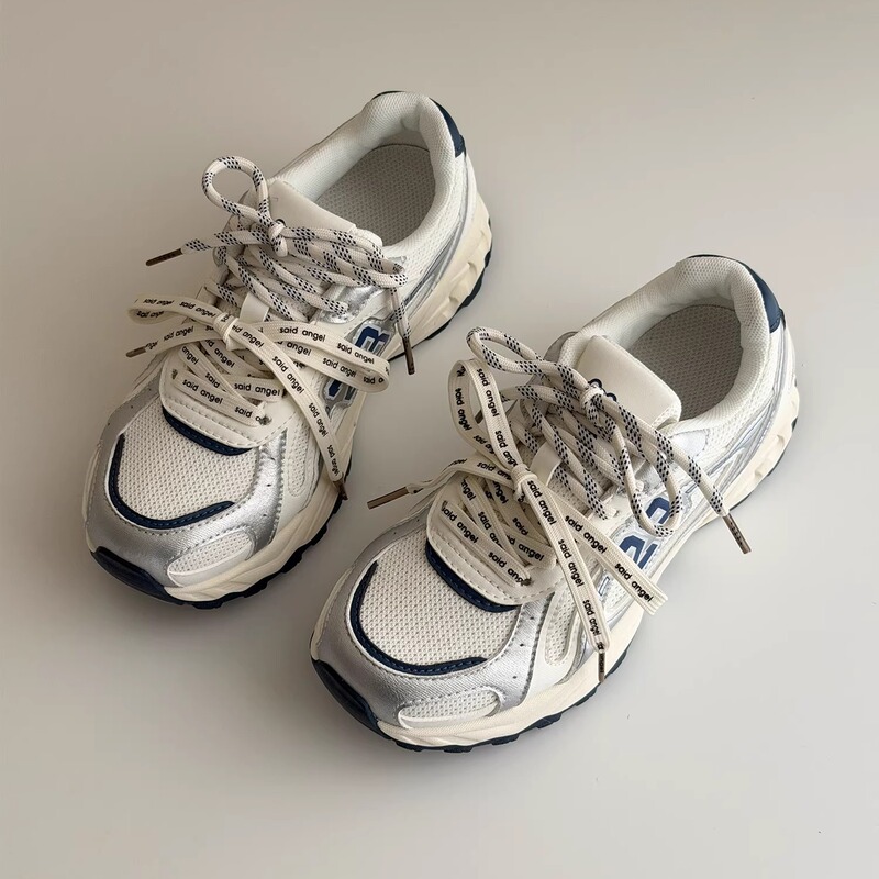 Lychee Park Thick-Soled Casual Shoes for Women 2026 New Popular Silver Dad Shoes Breathable Versatile White Shoes