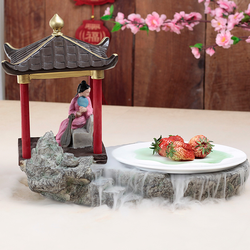 Qianxi Fashion Restaurant Hotel Creative Personality Tableware Moon Pavilion Combination Set Artistic Conception Vegetables Dry Ice Tableware Plates