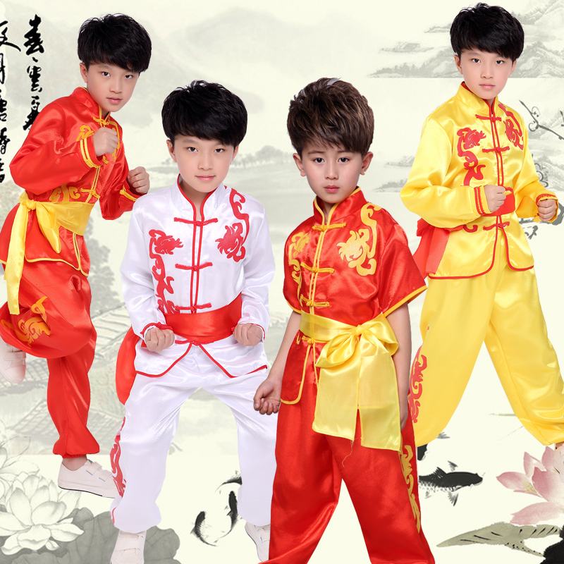 Martial Arts Costume Children China Wind Kung Fu Performance Suit Martial Clothes Long Sleeves Short Practice of Tai Chi Men and Women Xia