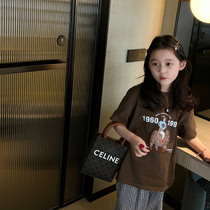 Girl short sleeve T-shirt with bottom Korean version CUHK child little girl blouse summer new trendy high heels Tiger
