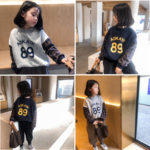 Beauty City girls jacket in the big child Han edition winter new childrens clothing stitch