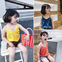 City of beauty girl baby sling knitwear 2019 summer new girl dress air texture small vest