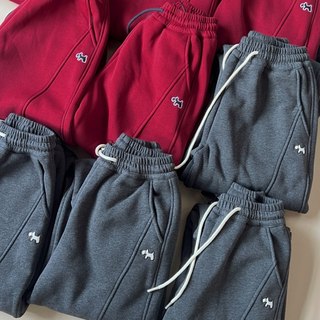 儿童高品质冬季一体绒加厚版垂感弯刀运动裤