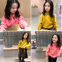 Beauty City girls sweater bottom in the big child Han Edition 2020 winter new child clothing and gas double collar