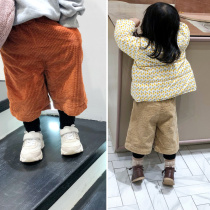 City of the beautiful girl baby plus velvet corduroy eight-point pants 2019 Winter new girl dress Chao girl start