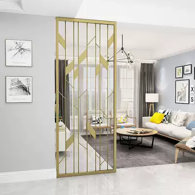 Nordic wrought iron screen partition hollow light luxury living room Hotel background lattice entrance bar office Stainless steel