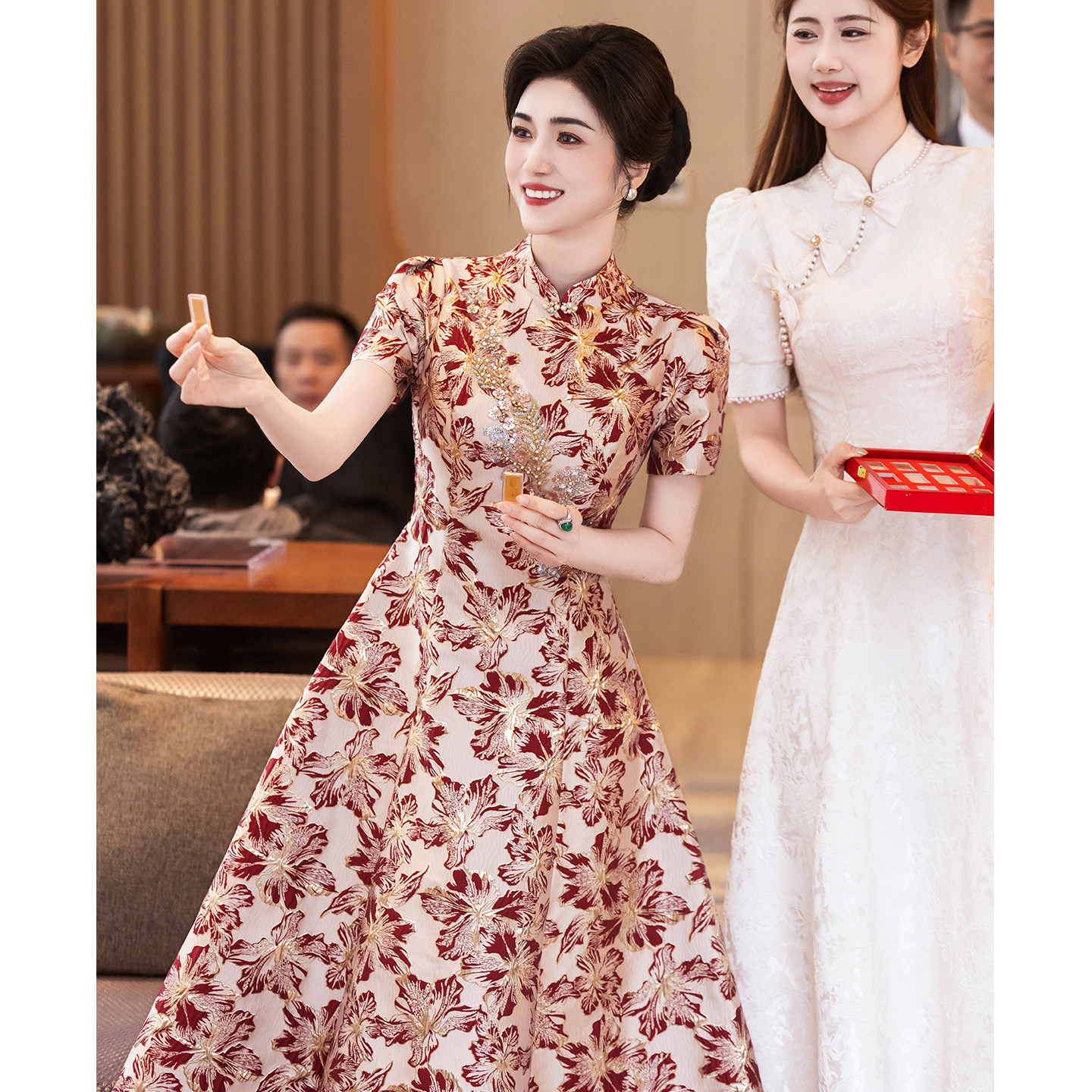 Роскошное свадебное платье для счастливой свекрови cheongsam young mother wedding свадебное вечернее платье в благородном западном стиле в маленьком национальном стиле