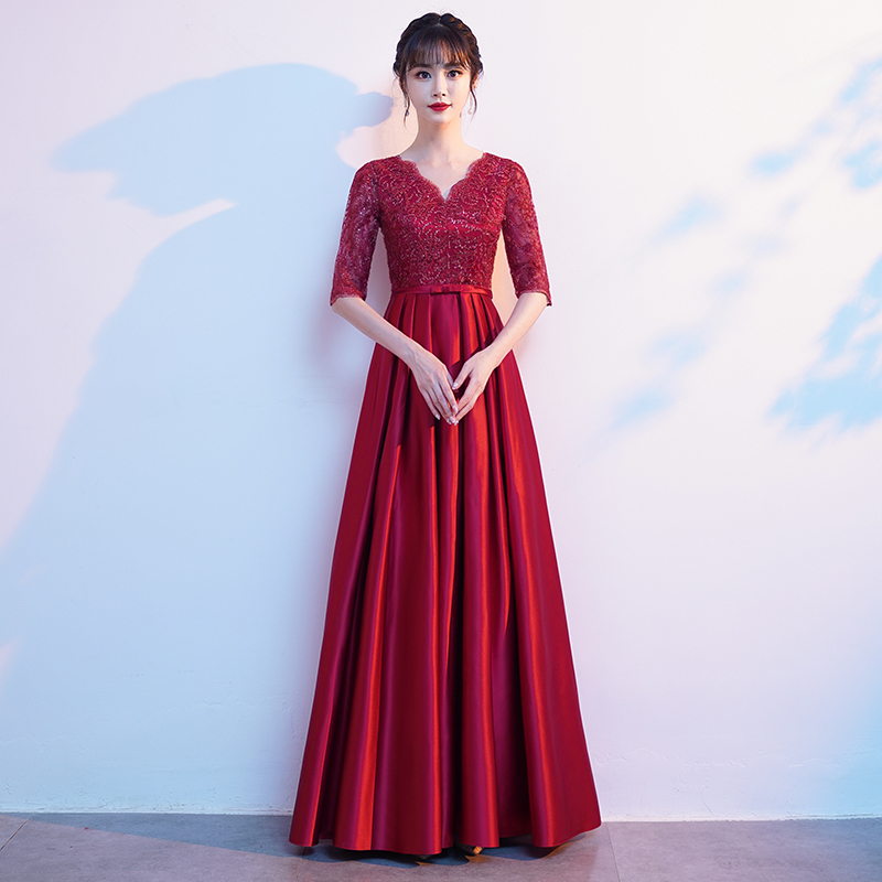 Red Choir Performance Costumes Women's Evening Dress Host Long Dress Adult Competition Costume Conductor Solo Red