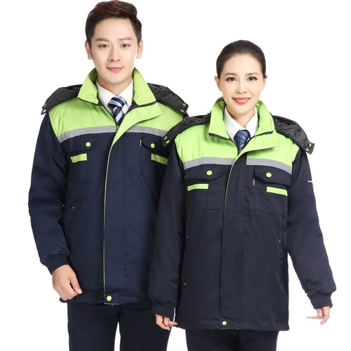 Съемный светоотражающий пуховик для работы, защищающий от холода комплект, куртка, увеличенная толщина