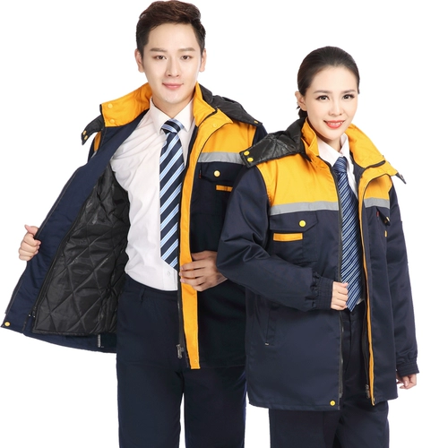 Съемный светоотражающий пуховик для работы, защищающий от холода комплект, куртка, увеличенная толщина