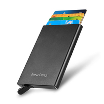 Anti-theft brush automatic pop-up card bag Mens metal wallet Ultra-thin small card holder Womens card set Tide brand business card holder storage