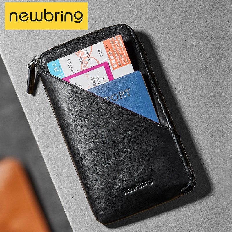 Niu Bing Genuine Leather Passport Bag Long Handbag Zipper Handbag Passport Phone Wallet Wallet Men