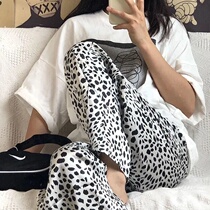 Nightdress womens retro spring Hong Kong flavor super hot BAO WEN high waist was thin straight tube drape casual pants loose womens pants