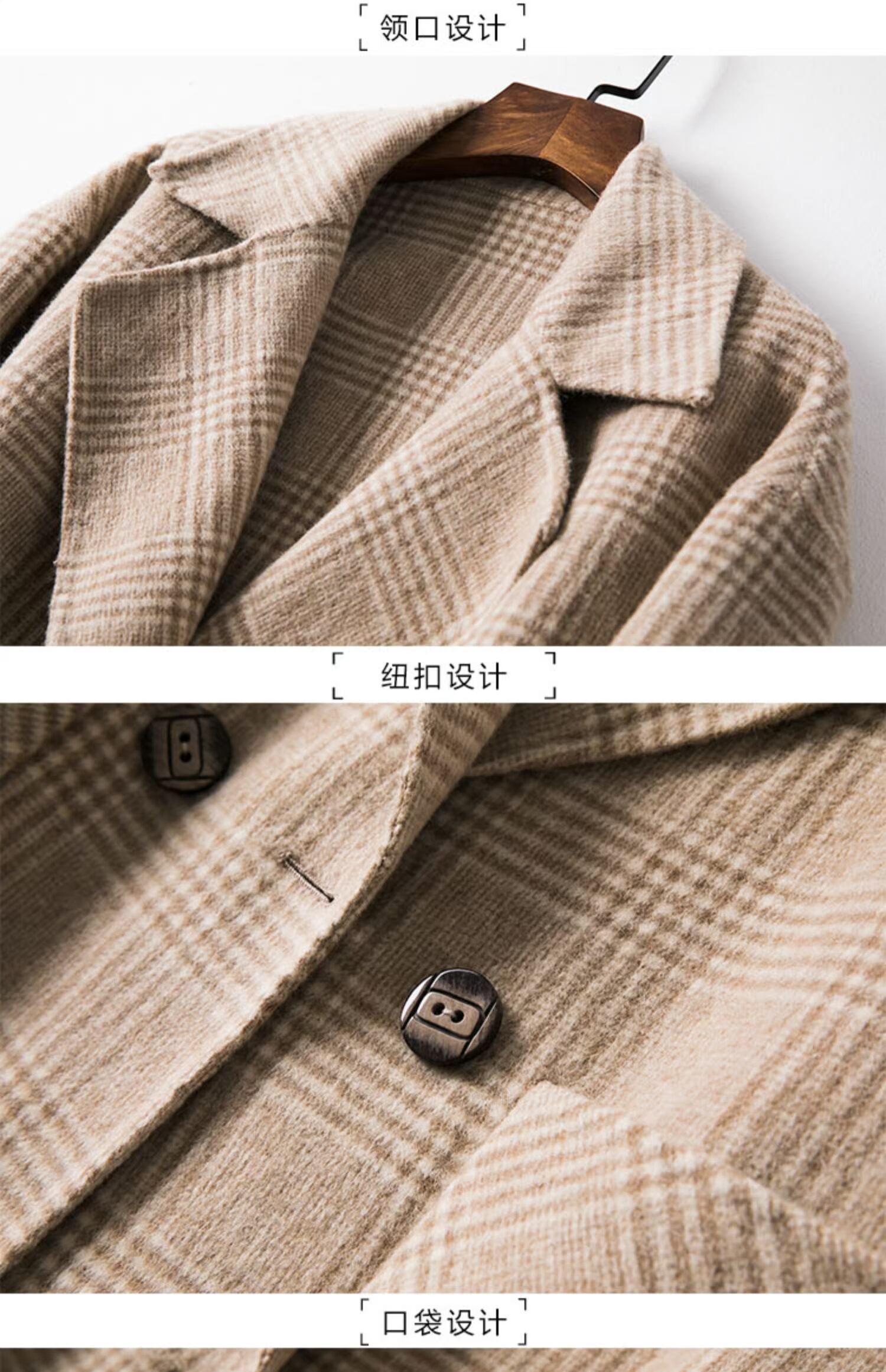 2019 mới áo hai mặt cashmere chống mùa nữ áo dài phổ biến hoang dã handmade ngắn đoạn - Accentuated eo áo áo vest dạ nữ ngắn