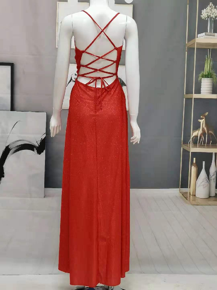 Spaghetti Braps Satin Promply Sexy Evening Женщины платье 