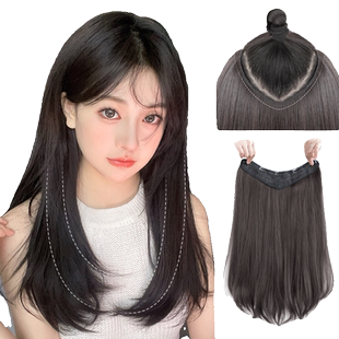 假发片一片式u型微卷假发女长发中长发直发量接发片贴片真发头发