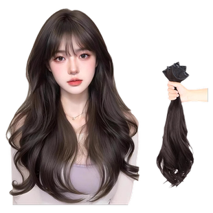 假发片女三片式长卷发片增发量蓬松微卷可扎贴片真人长发头发自然