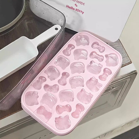 hellokitty 아이스 큐브 곰팡이 가정 음식 등급 대형 실리콘 귀여운 만화 아이스 박스 대용량