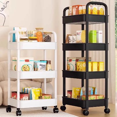 D Wheeled cart Toilet storage rack for living room floor-standing mobile snack storage household multi-layer storage rack