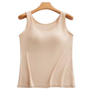 莫代尔带胸垫吊带背心女外穿打底薄款大码修身罩杯一体式打底衫