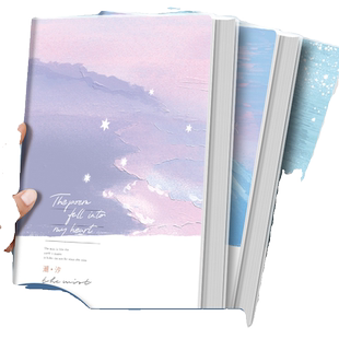 B5加厚胶套本ins高颜值防水笔记本胶套横线软面抄A4超厚学生日记本考研初高中生专用本平摊线装特厚开学装订