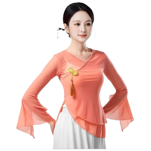 古典舞舞蹈服飘逸女纱衣身韵练功服演出服艺考中国风仙女基训上衣