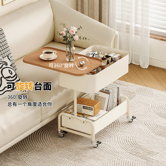 2025新款侧边多功能储物小茶几移动式零食储藏柜轻奢简约沙发边几