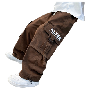 男童裤子儿童春秋加绒季2026中大童工装裤长裤孩阔腿新款帅气潮流