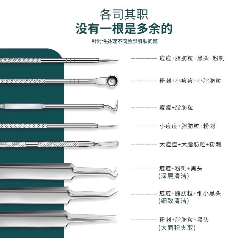 专业细胞夹黑头夹镊子暗疮针超细粉刺针套装挤痘痘工具美容院专用 5