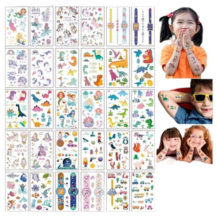 儿童纹身贴安全无毒可水洗幼儿园男孩女孩奖励贴纸宝宝手臂贴脸装饰贴画防水卡通可爱公主蝴蝶恐龙动物水印纸