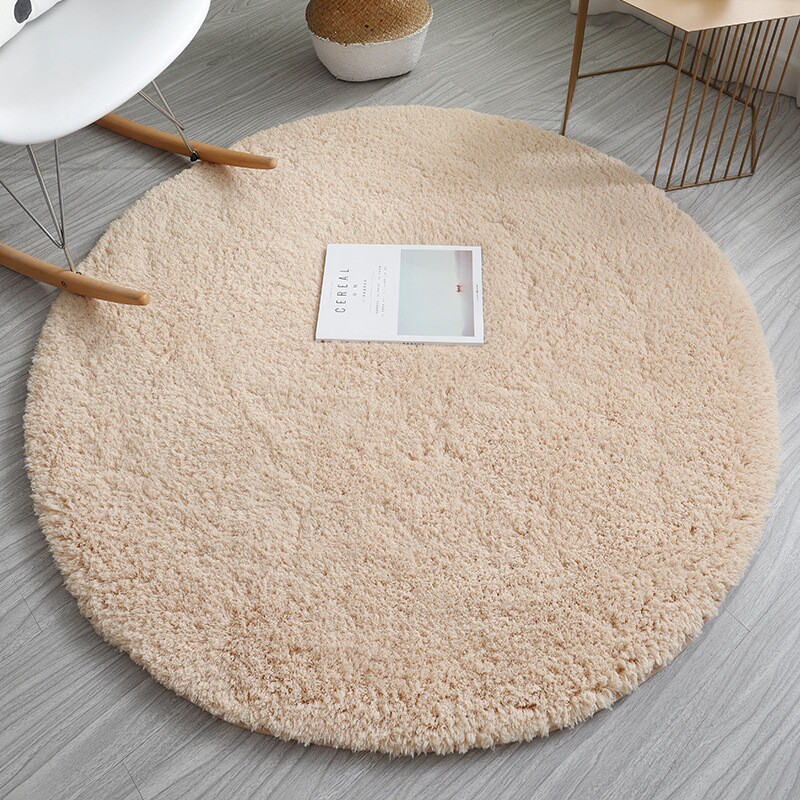 丸いラグクッション、ラムウールの吊り下げバスケット、吊り下げ椅子クッション、コンピューターチェアクッション、寝室のベッドサイドのガーリーなブランケット、丸い