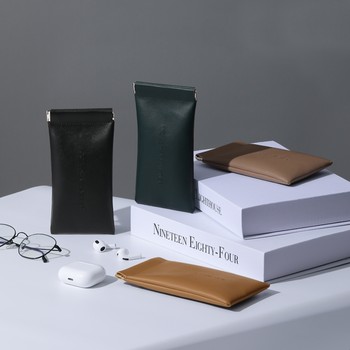 Leather glasses storage bag waterproof leather protective case box